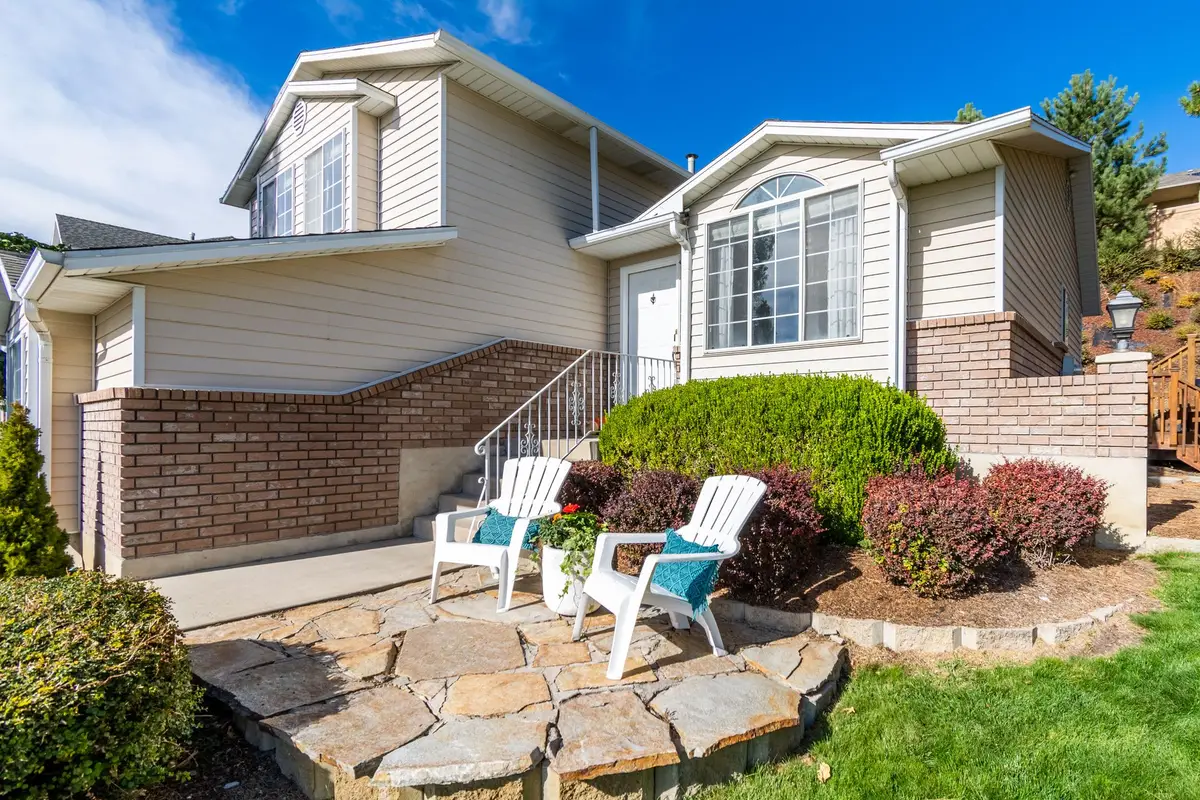 Suburban house porch with seating