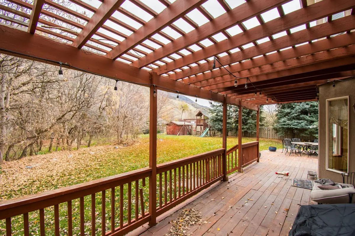 Wood deck in autumn